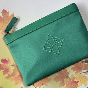 New Ettinger London vibrant embroidered logo leather canvas clutch makeup pouch